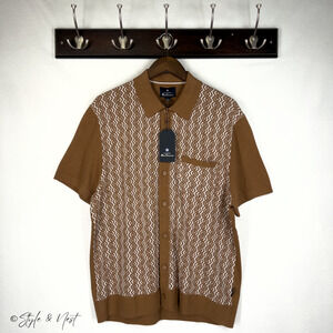 Ben Sherman Knitted Cozy Relaxed Polo Toasted Coconut Men's Large NWT $109